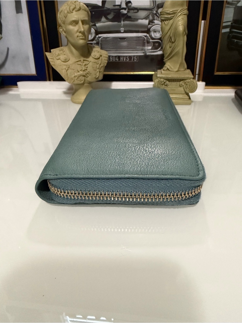 Authentic YSL sage green/blue leather zip around Long wallet with COA. - Picture 6 of 15